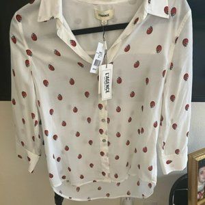 L'Agence White Multi Ladybug Blouse